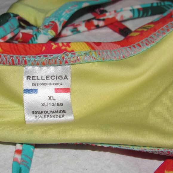 RELLECIGA Tropical Floral Cutout Bikini Top | Size XL - Picture 4 of 5